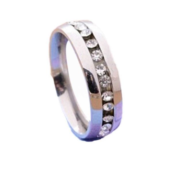 

band rings trendy simple korean classical single row zircon cz ring stainless steel finger rings fashion jewelry for women aa230323, Silver