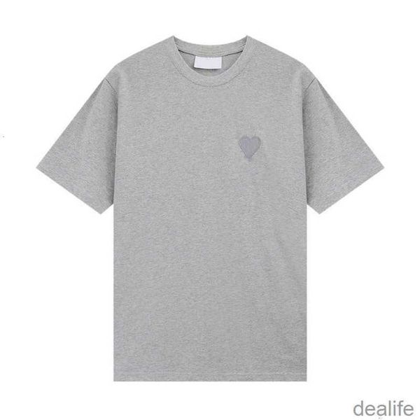 

2023 mens designers paris amis t shirt tshirtstone-on-tone love embroidery fashion street casual joker round neck cotton short sleeves for m, White;black