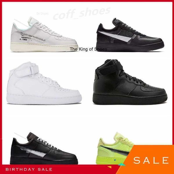 

2023 offs white af1 trainer quality af1 sports running shoes classic classical high and low black bheat men women forcing skate sneakers