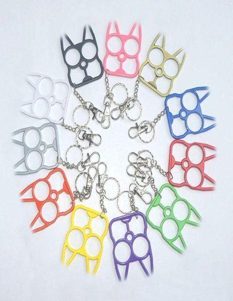 

10 colors multifunctional defense cat keychain cartoon cats finger tiger set two buckle selfdefense broken windows machine buckle2403128, Silver