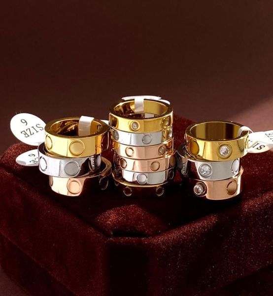 

love ring screw ring men ice up rings classic classical diamond engagement wedding jewellery women stainless steel 18k rose gold p7760142, Golden;silver