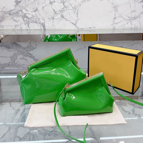 

women crossbody bag handbags purse clip shoulder bag patent leather removable strap gold hardware hand pouch wallets two size