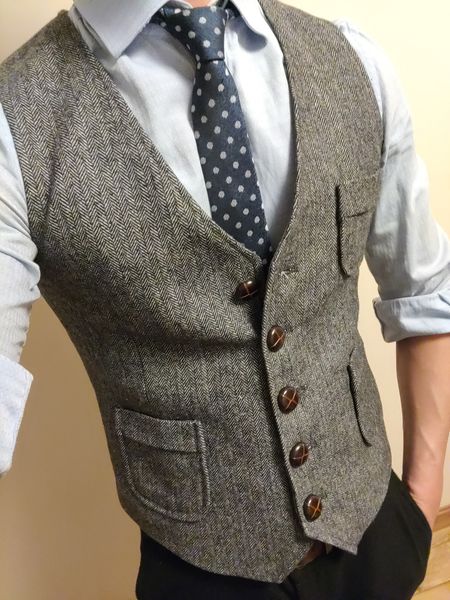 

mens vests mens formal suit vest vneck tweed herringbone waistcoat business dress suit vests for wedding 230323, Black;white