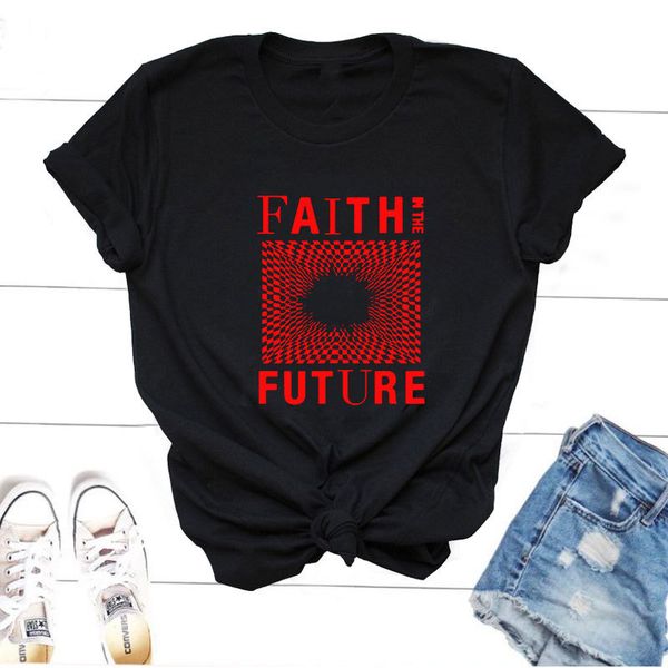 

womens tshirt faith in the future tour merch tshirt women fans short sleeve o neck t shirts oversize print harajuku streetwear 230323, White