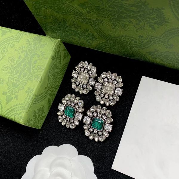 

charm selling flower full drill two color optional earrings, Golden