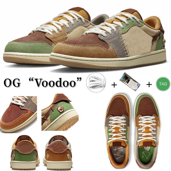 

1 zion williamson men basketball shoes 1s low og voodoo flax muslin fauna brown oil green sesame moon fossil women trainers sports sneakers