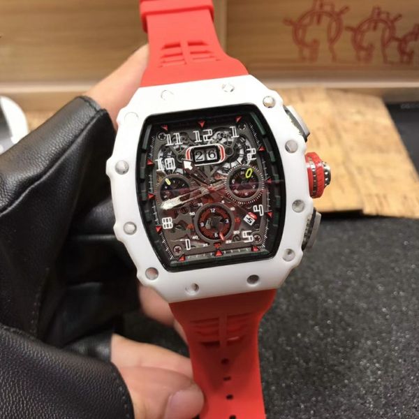 

6-pin automatic watch men's watch luxury iv full-featured quartz watch silicone strap gift, Slivery;brown