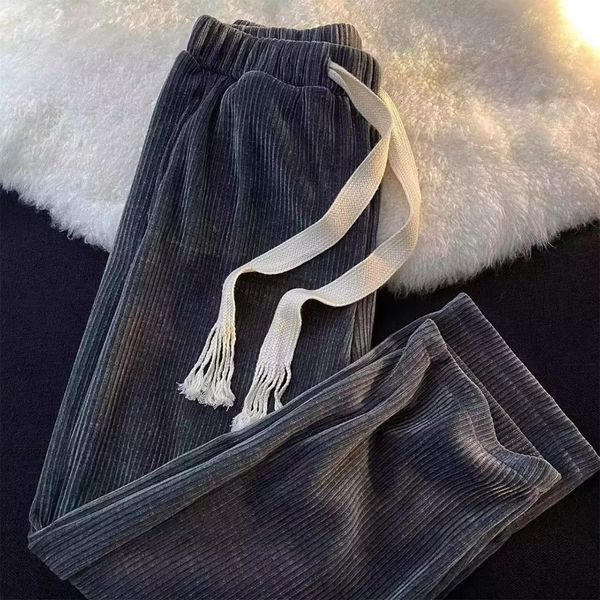 

men's pants mens korean corduroy elastic waist wide leg casual sports trousers men streetwear harem outdoor 230324, Black