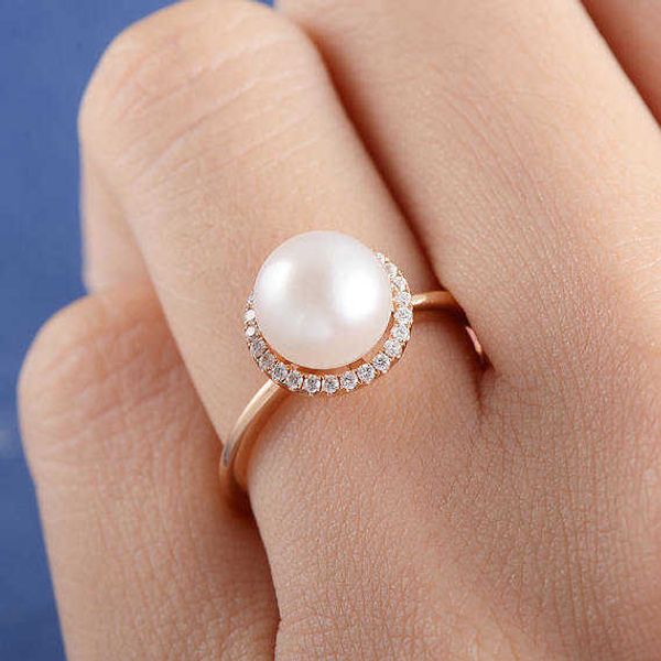 

band rings huitan 2019 classic simulated pearl ring for women with micro paved special anniversary present for girlfriend wife dropshipping, Silver