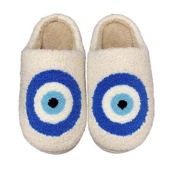 

slippers slipper fashion pattern shoe evil eyes blue embroidery warm home slippers for men and woman 230324, Black
