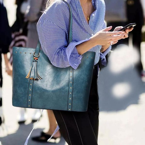 

fashion tote bag outdoor handbag high capacity pu solid color women's bag