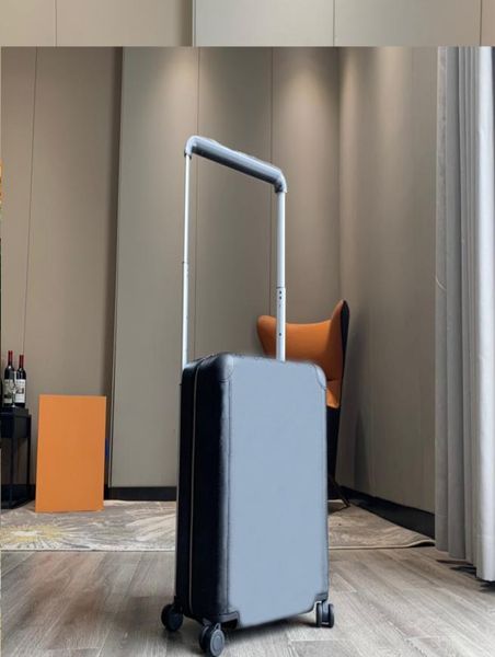 

horizon 55 elegant black taurillon leather rolling suitcase men travel trolley carry on luggage7665391