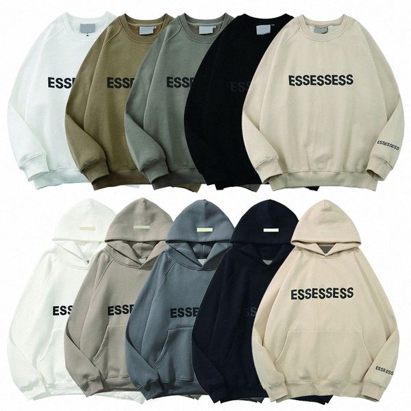 

designer essen hoodie sweatshirts pullover streetwear essentail hoodie oversized clothing mens womens hooded jumper refflective letter prin, Black