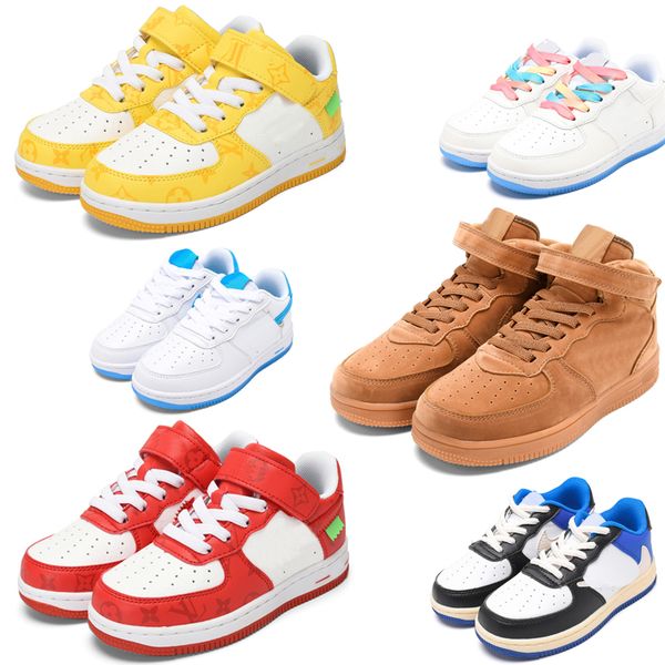

2022 new kids shoes forse 1 boys girls triple black dark brown white trainers shadow pale ivory washed coral aurora sapphire sneakers outdoo