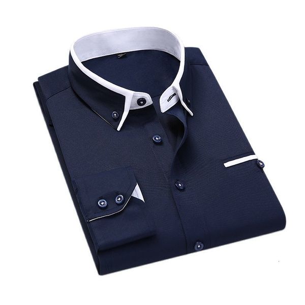 

mens casual shirts 8xl men spring autumn business dress shirt male slim fit casual long sleeve shirt hombre clothes black white 230323, White;black
