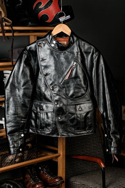 

men's leather faux yr1920 record breaker classic casual genuine leather jacketvintage style tea core horsehide coatluxury cloth 230324, Black