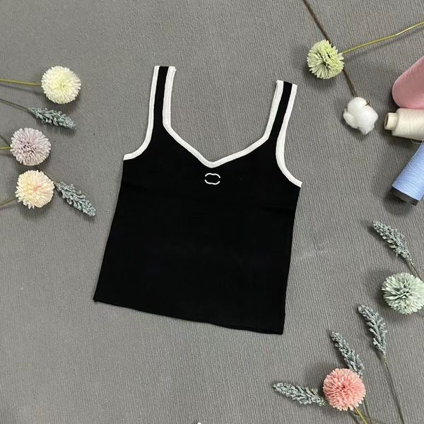 

2023 new women's tank and camis camis women's knitted r embroidered knitted vest sleeveless breathable knitted women's blazer, White