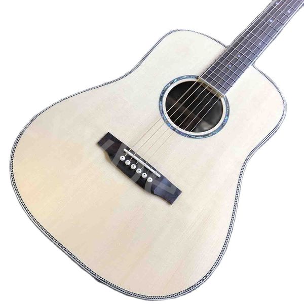 

custom aaaaa all solid wood spruce 41 inch herringbone binding acoustic guitar