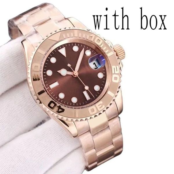 

casual womens watch automatic designer watches yachtmaster 40mm stainless watchband montre de luxe business casual 2813 movement watch 12430, Slivery;brown