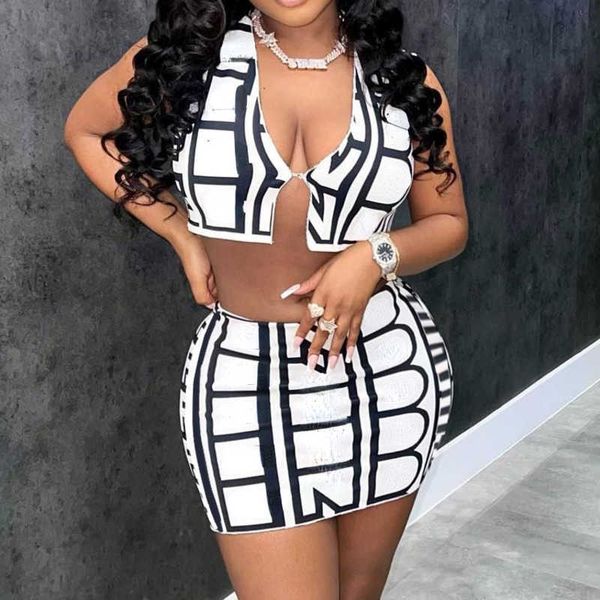 

skirt set summer dresses for woman designer dress letter print sleeveless vest short skirt fashion casual two-piece set bikini, White