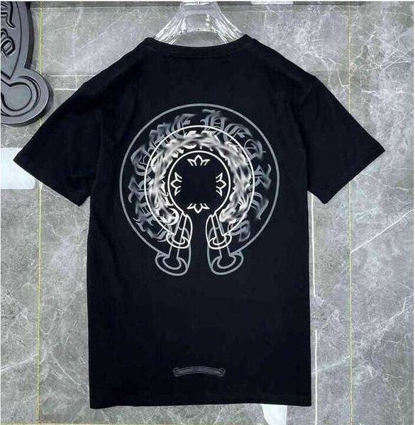 

ch fashion mens classic t shirts brand t-shirts ch white short sweater casual embossed letter horseshoe sanskrit cross pattern designers 261, White;black