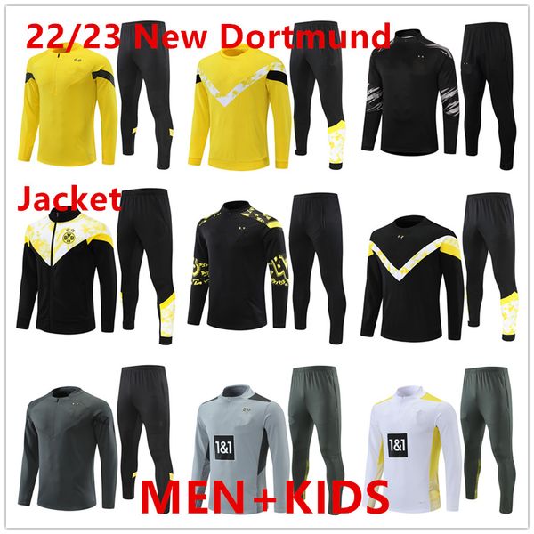 

2023 new dortmund soccer jerseys sweatshirt tracksuit suit 22 23 men and kids football training suit, Gray