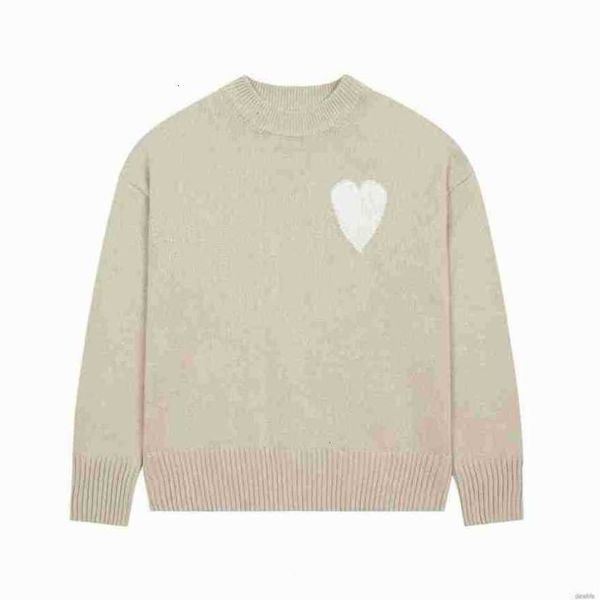 

paris fashion mens designer amies knitted sweater embroidered red heart solid color big love round neck sweaters for men and women zcuj, White;black