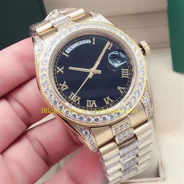 

18 style men day date watch 228235 president 41mm everose gold roman dial automatic diamond bezel and bracelet mens men's wat319w, Slivery;brown