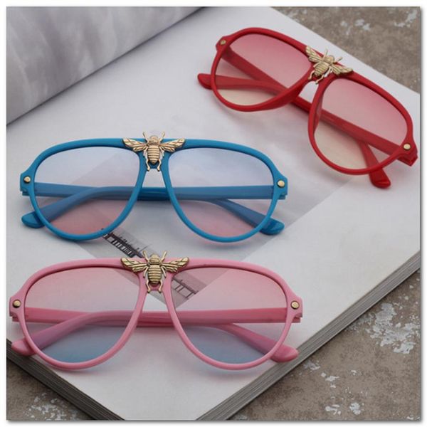 

brand kids metals bees sunglass fashion boys and girls uv 400 sunglasses children beach glasses kids adumbral sun glasses j0861207f, Blue