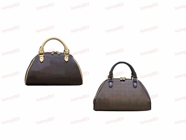 

trapezoidal handbag designer double zipper tote bag old flower grid luggage bag luxury leather totes pillow bags duffel package