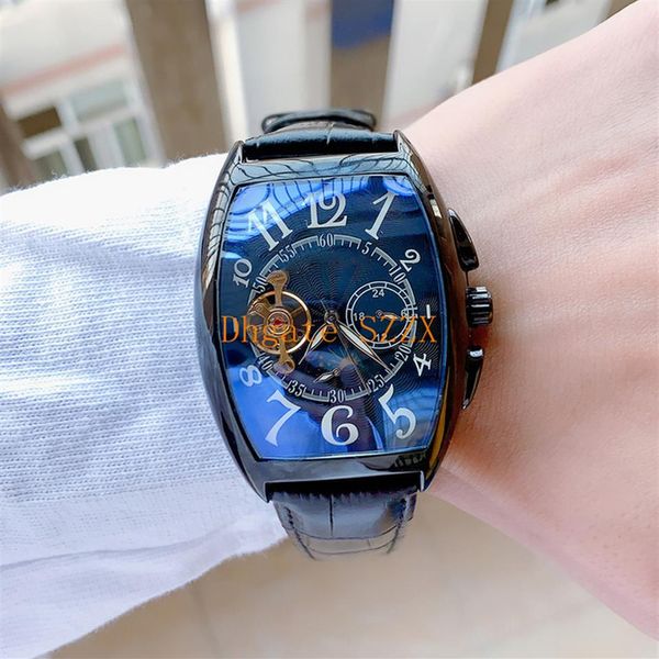 

mens watches self-winding tourbillon stainless steel all small work dial business watch montre luxe reloj de lujo296p, Slivery;brown