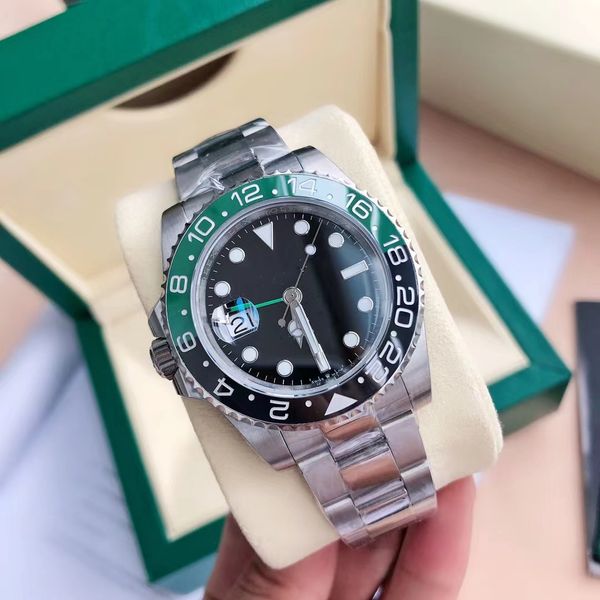 

with original box mens automatic mechanical watch optional waterproof sapphire gliding clasp 40mm steel wristwatches luminous ceramic scale, Slivery;brown