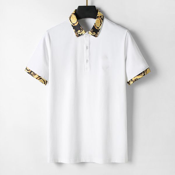 

2023 mens stylist polo shirts luxury italian men's polos designer clothing short sleeves fashion summer a portrait t-shirts vercace shi, White;black