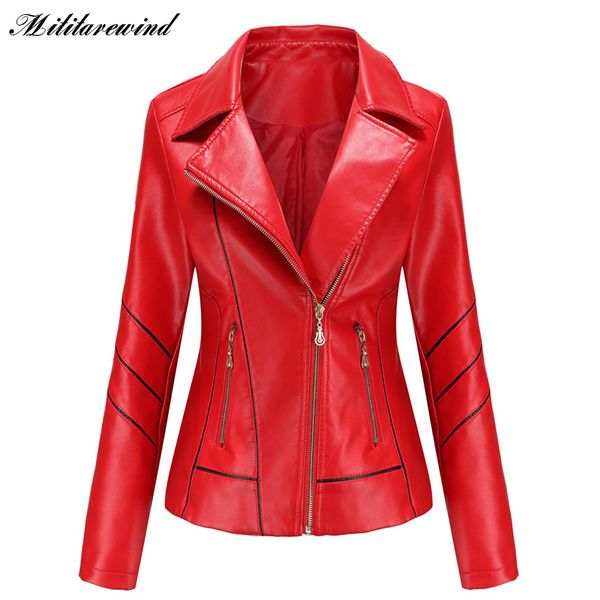 

women's jackets slim fit short style motorcycle arrival pu leather women autumn coat female turn down collar s4xl 230324, Black;brown