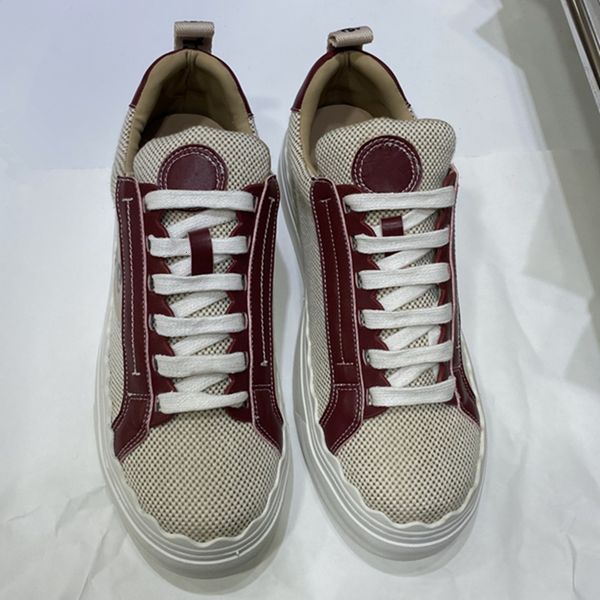 

dress shoes thick sole lace up women's sneakers splicing canvas mesh leather women tennis running breathable sandals 230324, Black