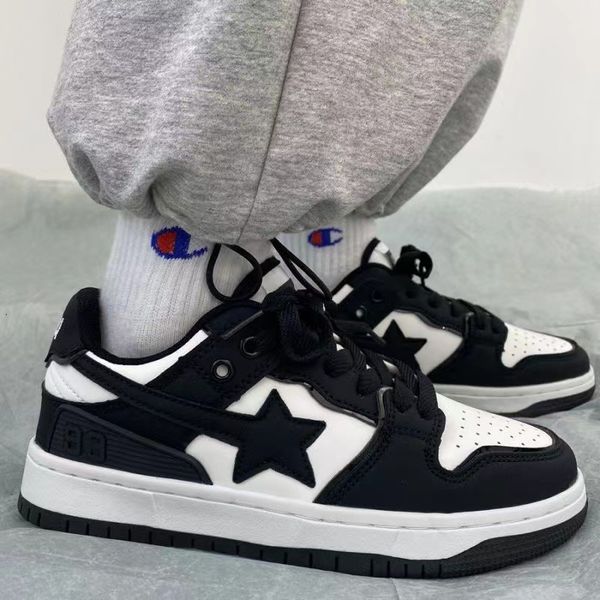 

dress shoes fashion sneaker couple breathable laceup leather vulcanized casual outdoor running comfort women's 230324, Black
