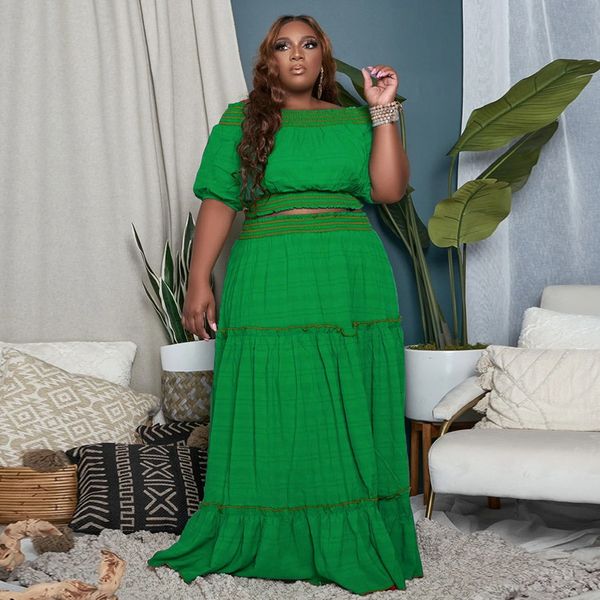 

women's plus size pants skirt two piece set backless crop elegant casual suit sets for conjuntos feminino 230324, Black