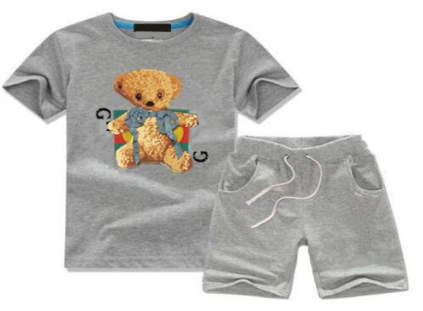 

summer clothing sets boys tshirt cartoon animal print designer kids clothes girl sports twopiece round neck short sleeve pants 25329739, White