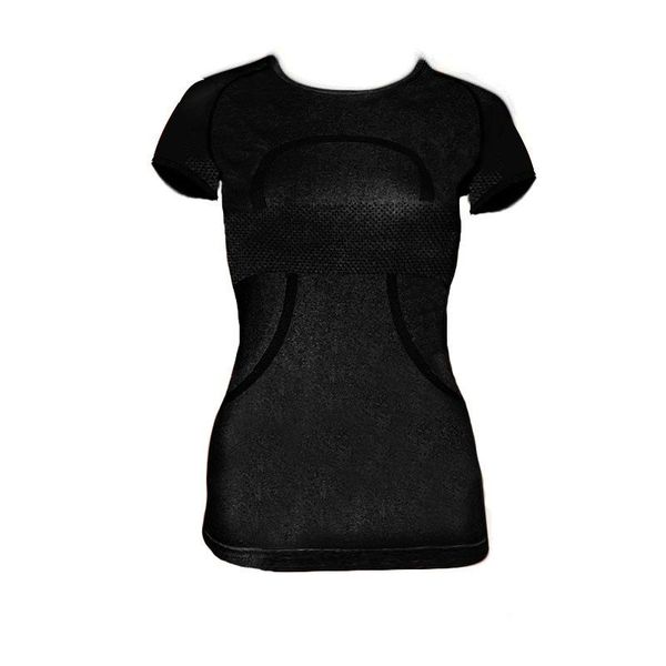 

yoga lullu clothes sports fast-drying t-four round-necked lu-20 high-stretch honeycomb yoga running plain-colored short-sleeved fors women, Gray