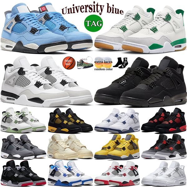

4 basketball shoes for men women retro military black cat 4s pine green sail red thunder white oreo pn dust blue university seafoam cool sne