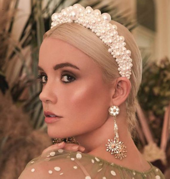 

headbands handmade imitation pearl hairband women elegant white full pearl beads headband bridal crown hair hoop hair accessories wedding 23, Silver