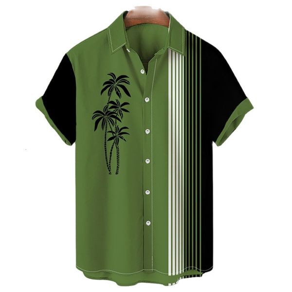

men's casual shirts men's hawaiian shirt lapel fashion short-sleeved loose breathable summer coconut retro shirt for men 3d casual, White;black