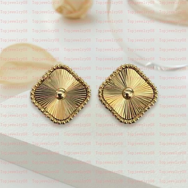 

designers vintage 4/four leaf clover charm stud earrings back mother-of-pearl silver 18k gold agate for women girls valentine's mother&, Golden
