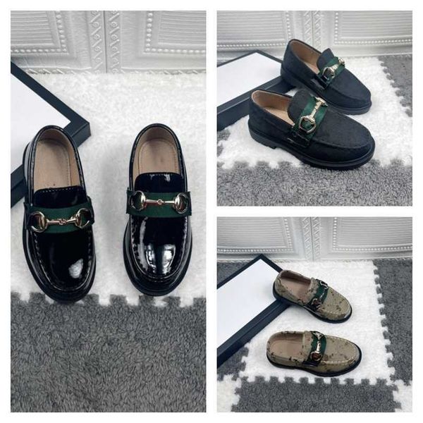 

boys girls leather dress shoe loafers designer kids children mules casual shoes moccasins shoes flat double g loafer baby toddlers gu and cc, Black