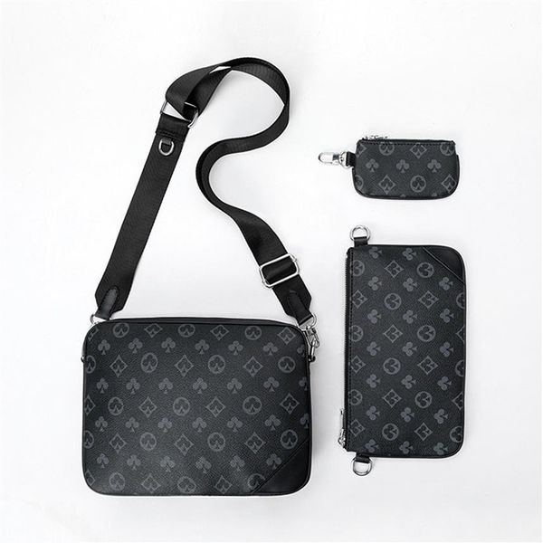 

luxurys men's bag checkerboard shoulder women messenger handbag three-in-one mahjong wallets combination three-piece small sq305v