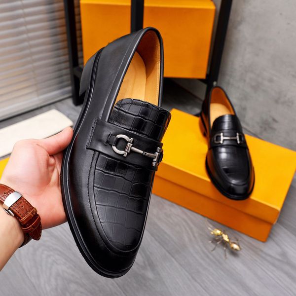 

2023 mens dress shoes casual classic loafers moccasins business office oxfords male brand genuine leather designer flats size 38-44, Black