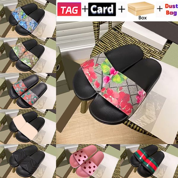 

women men luxury slippers rubber slides sandal black floral canvas blue flowers matelasse slide strawberry print stripe slide ecru fashion b