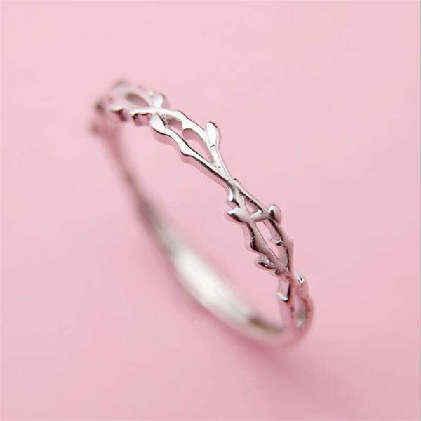

band rings new simple twig thorn leaf silver plated jewelry not allergic popular branch exquisite women opening rings r127 aa230323