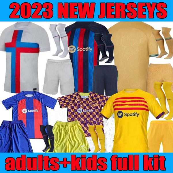 

adults kids kit 22 23 24 lewandowski ansu fati soccer jersey 2023 christensen o. dembele pedri memphis dest gavi barcelona maillots football, Black