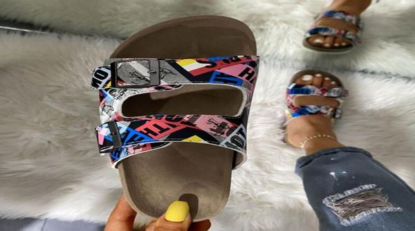 

hbp 2021 new fashion women slippers beach slipper personality print shoes ladies graffiti classic slippers summer sandals size 352849994, Black